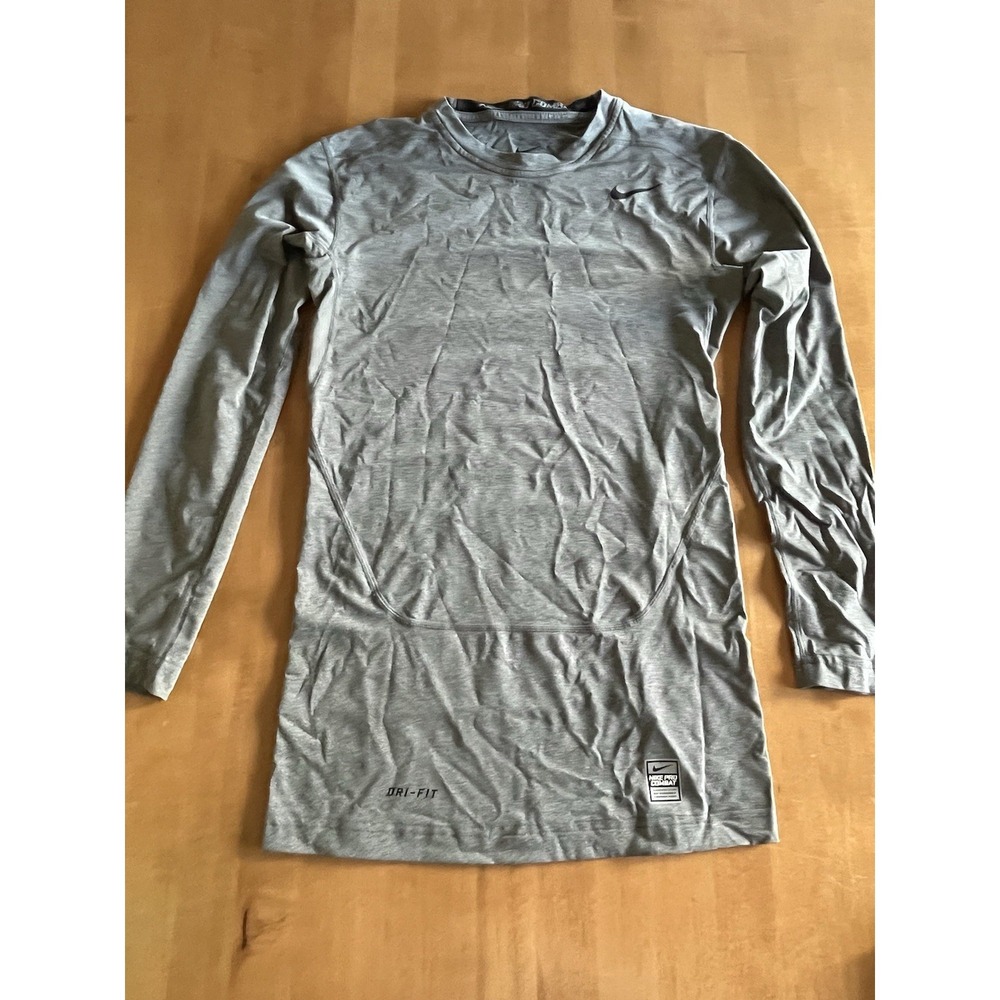 Nike Dri-Fit Pro Combat Long‎ Sleeve Shirt Women's Gray Sz M Medium Run Athletic